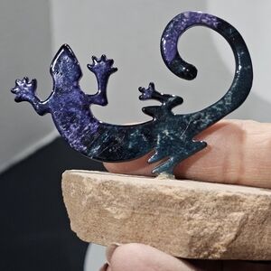 Southwestern LazArt Metal Lizzard Paper Weight Petroglyphs Cave Art Gecko 🦎 👀